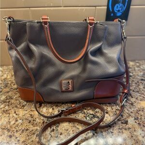 Dooney & Bourke Gray and Brown Leather Shoulder Bag